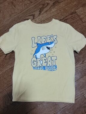 Kids' Yellow 'Life's Great Hang Loose' Shark Graphic Tee